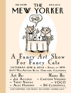 Mew Yorker Fancy Cats Art Show Flyer (pencil drawing by Professor Robot)